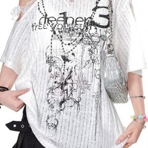 Asymmetric Lace Off Shoulder T?shirt
